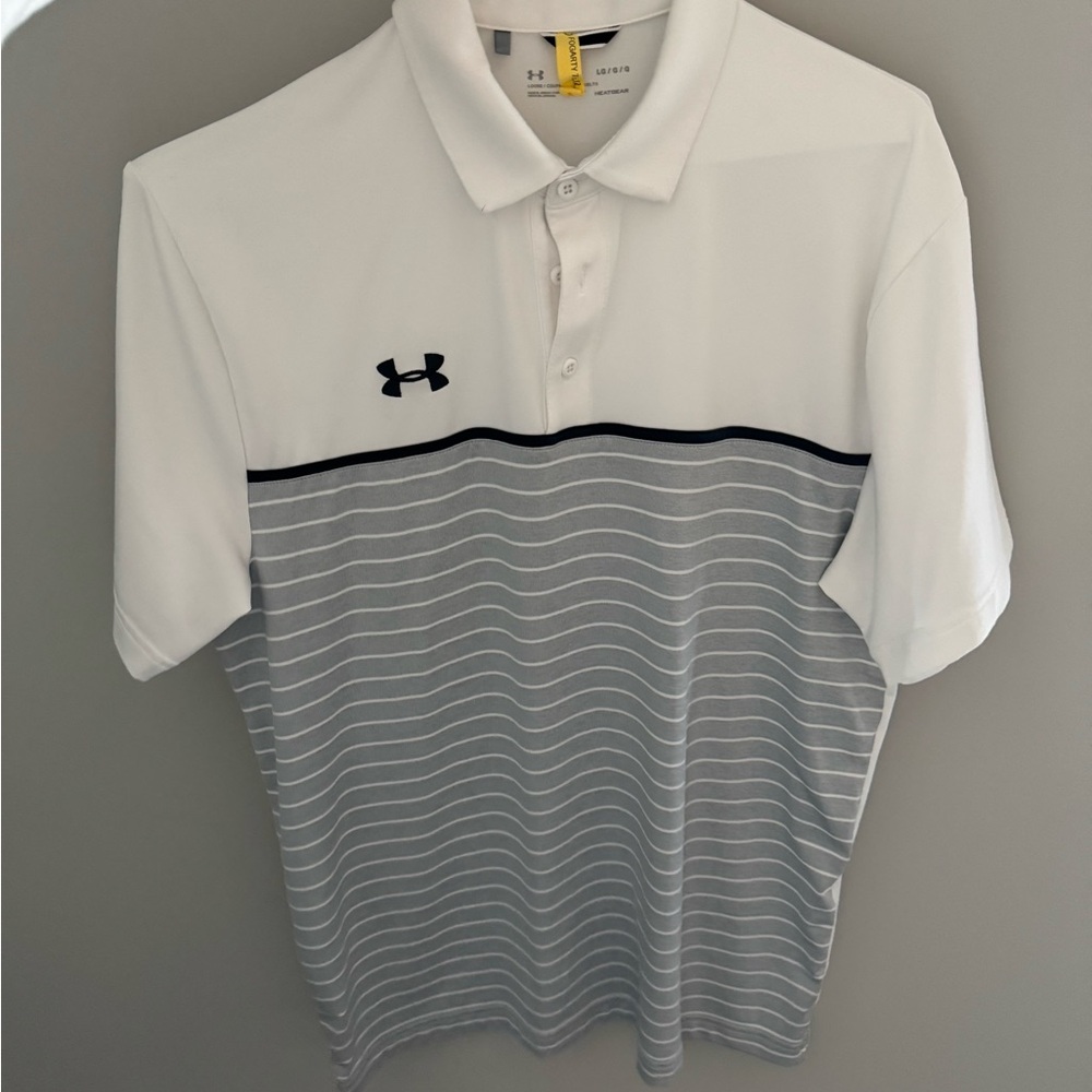LG Men's White and Gray Polo Shirt